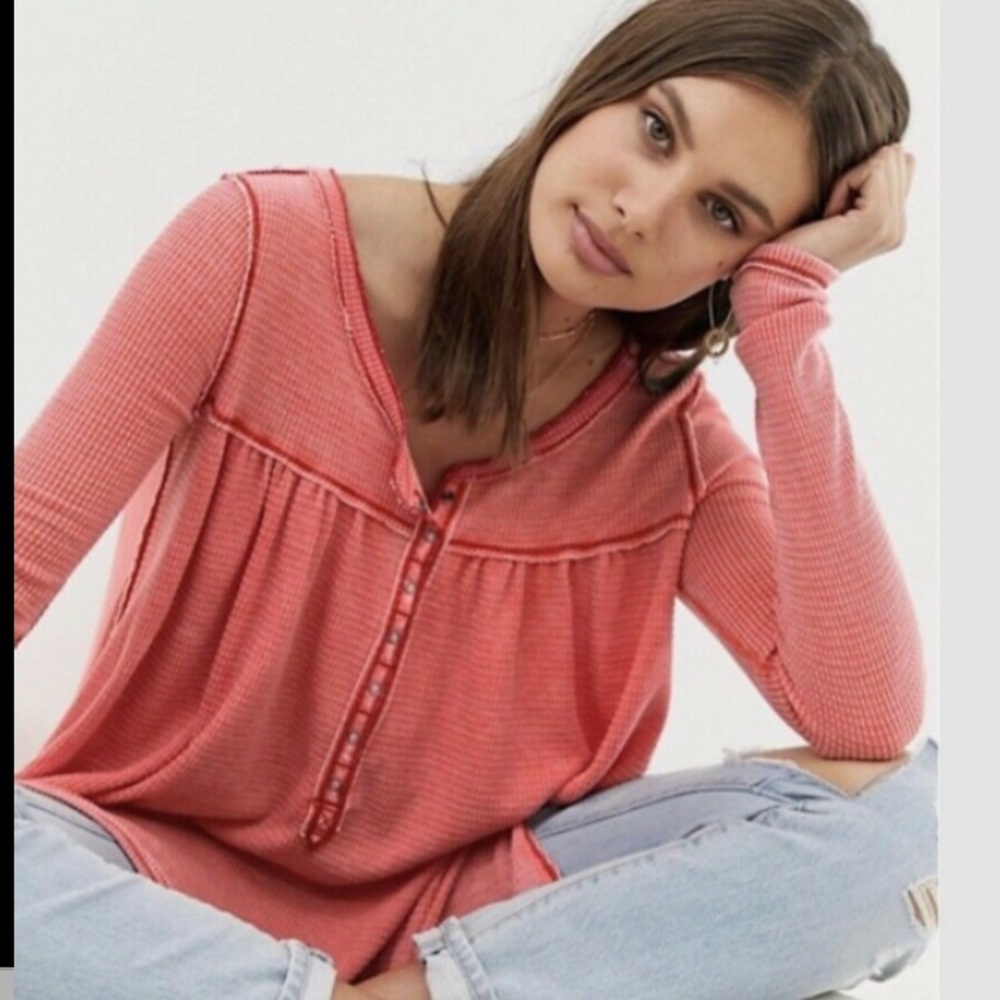 COPY - Free People Kai Henley Thermal Top in Red